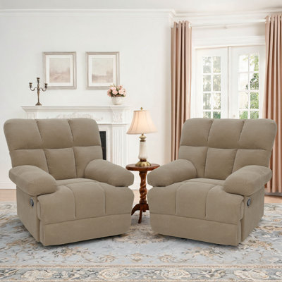 Fauteuil inclinable à bascule manuel moderne, en tissu texturé à picots, pour salon et chambre (paquet de 2)