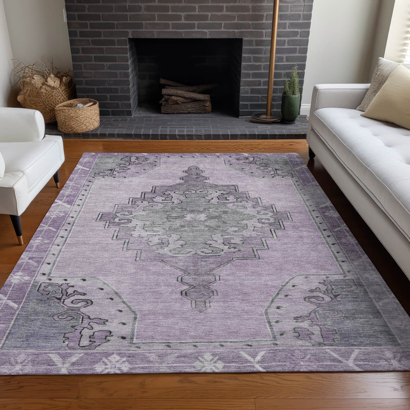 Tapis intérieur / extérieur lavable à la machine Xhevrie, Rectangle 5 pi x 7 pi 6 po