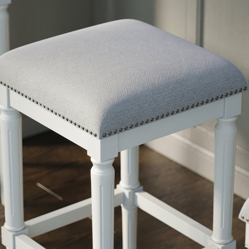Tabouret de bar carré 31 po, blanc, 1 pièce