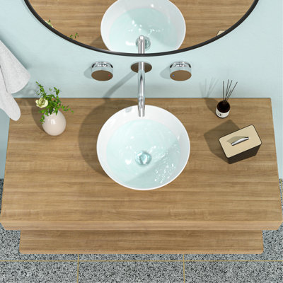 13x13 Inch White Ceramic Circular Bathroom Sink