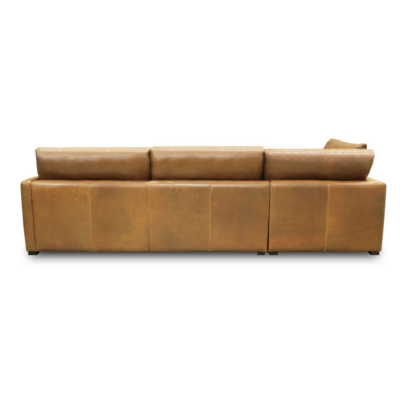 Canapé et méridienne modulaires faisant face à la droite en cuir véritable, Accoudoir à gauche (vu de face)