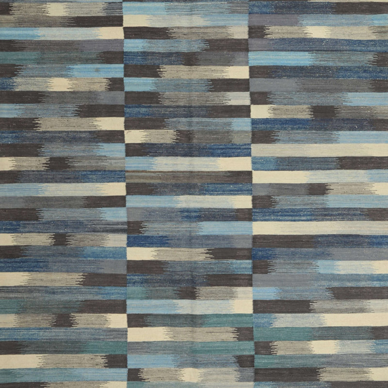 Tapis noir/gris/beige contemporain, Carré 5 pi