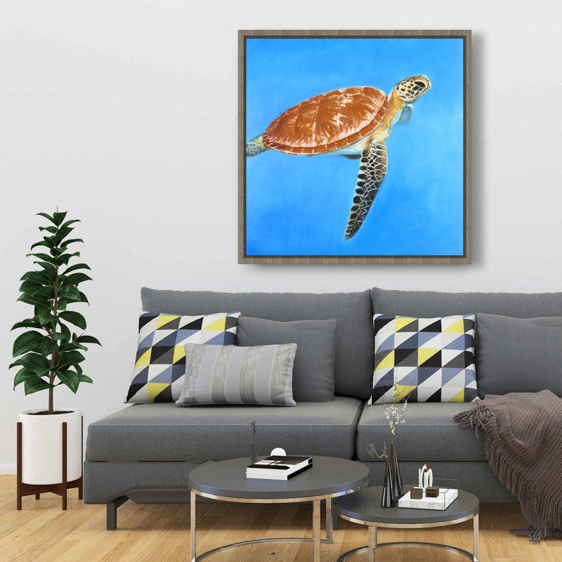 Tortue verte verte - décor de toile encadrée d'animaux marins