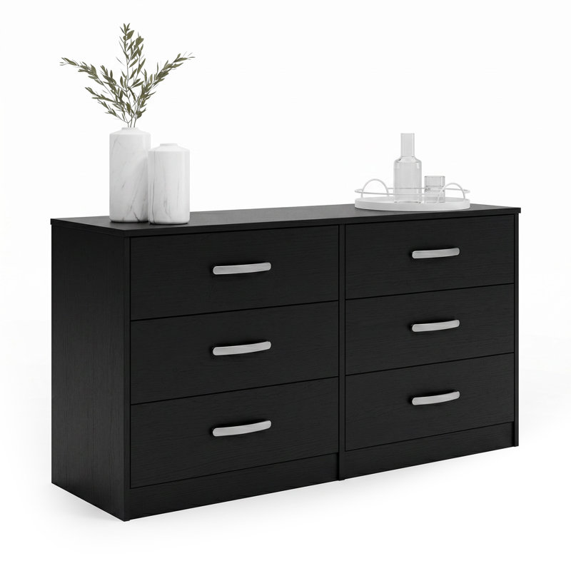 Dymone 6 - Drawer Dresser, Black, 28.82" H x 59.02" W x 18.74" D