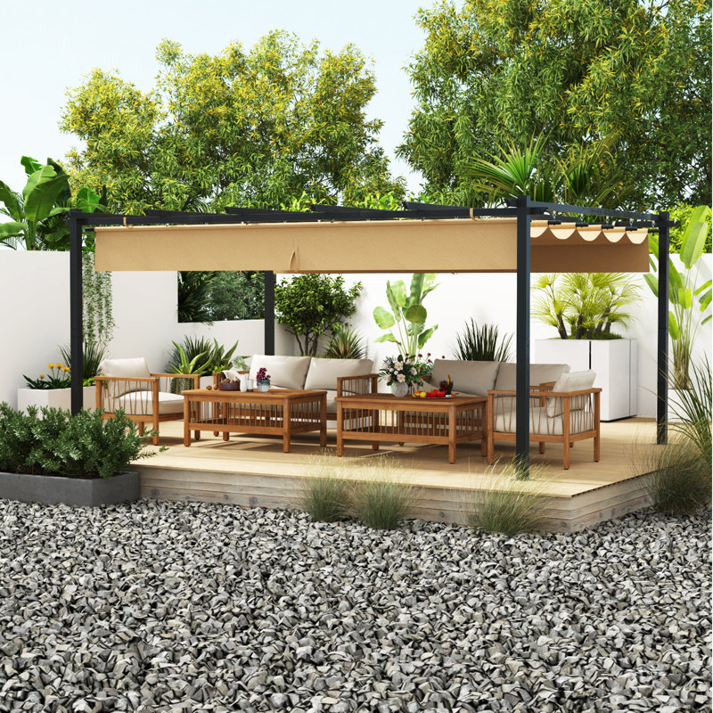 Metal Pergola with Canopy, 16 Ft x 12 Ft