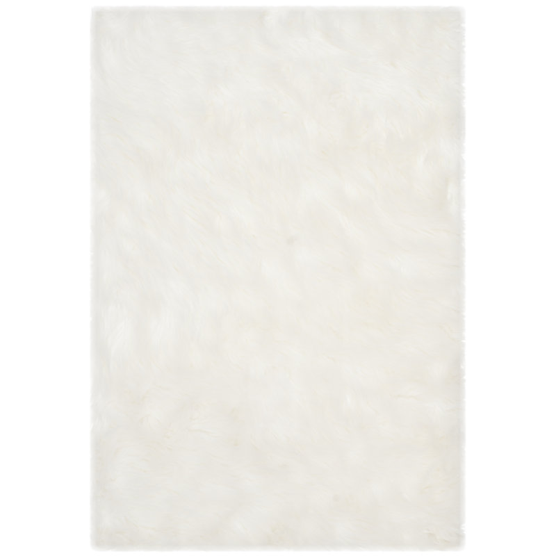 Solid Colour Faux Fur Area Rug, Rectangle 61 x 91 cm