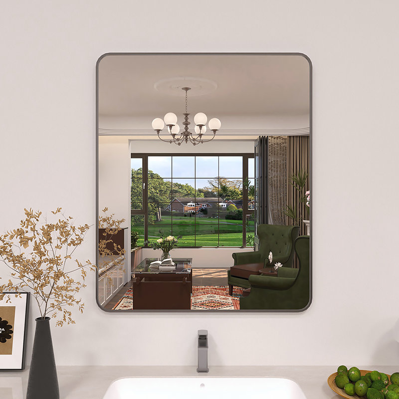 Miroir de salle de bain mural Lucha, 30 po x 36 po, Vert matcha