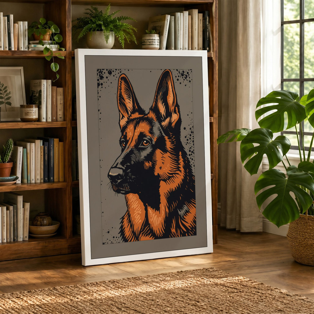 German Shepherd Profile Graphic Art - Wrapped Canvas