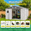Remise de rangement en métal grise 8 x 10 pi, porte à outils double toit à pignon et fenêtre latérale