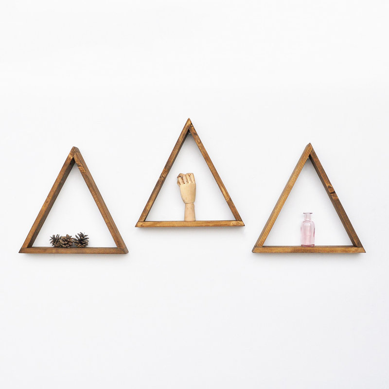 3 Piece Triangle Solid Wood Floating Shelf