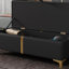 Élégant repose-pieds de rangement rembourré, banc de rangement avec pieds en métal pour la chambre à coucher, le salon, entièrement assemblé sauf les pieds, noir