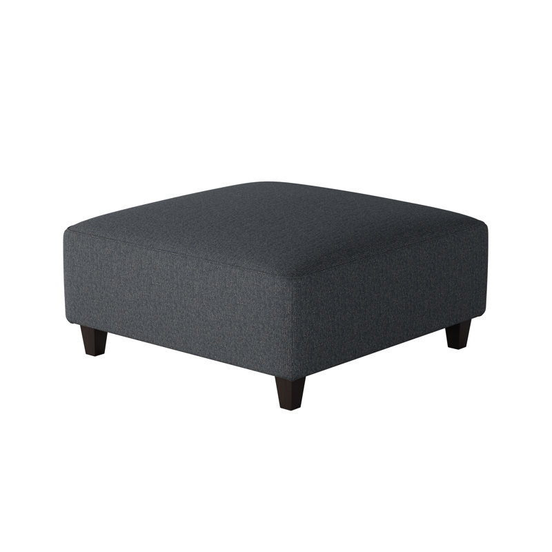 Aurora Upholstered Ottoman, Truth or Dare Navy Revolution Performance Fabrics