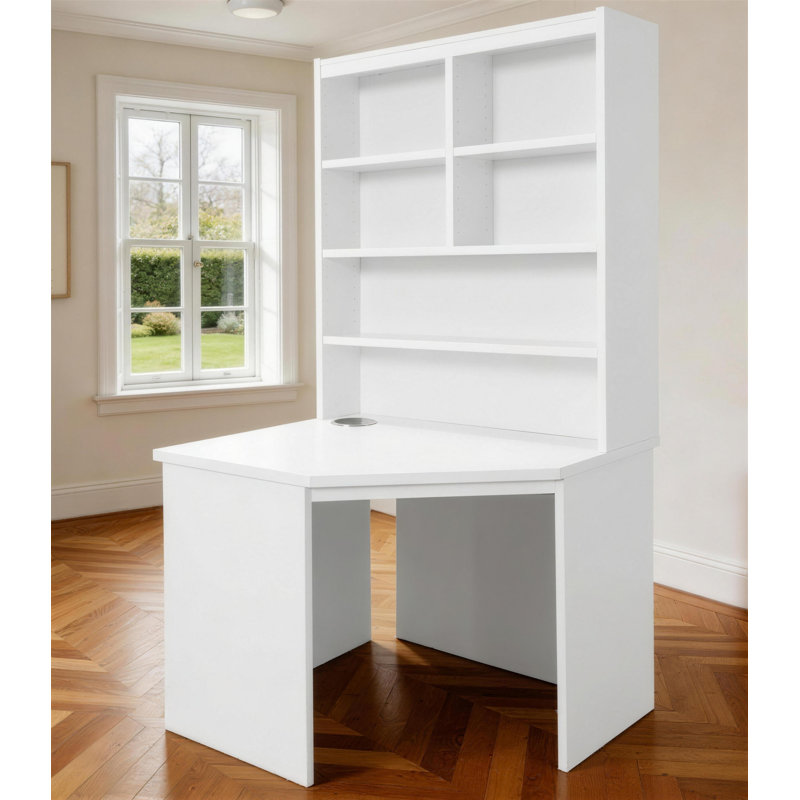 Fiona Solid Wood Computer Desk, White