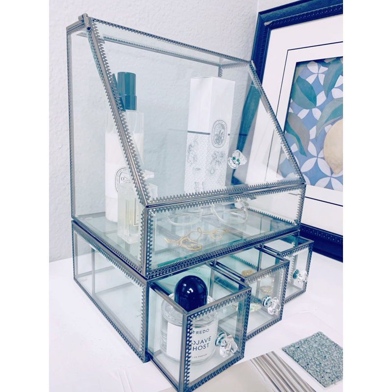 Organisateur de maquillage en verre Vintage
