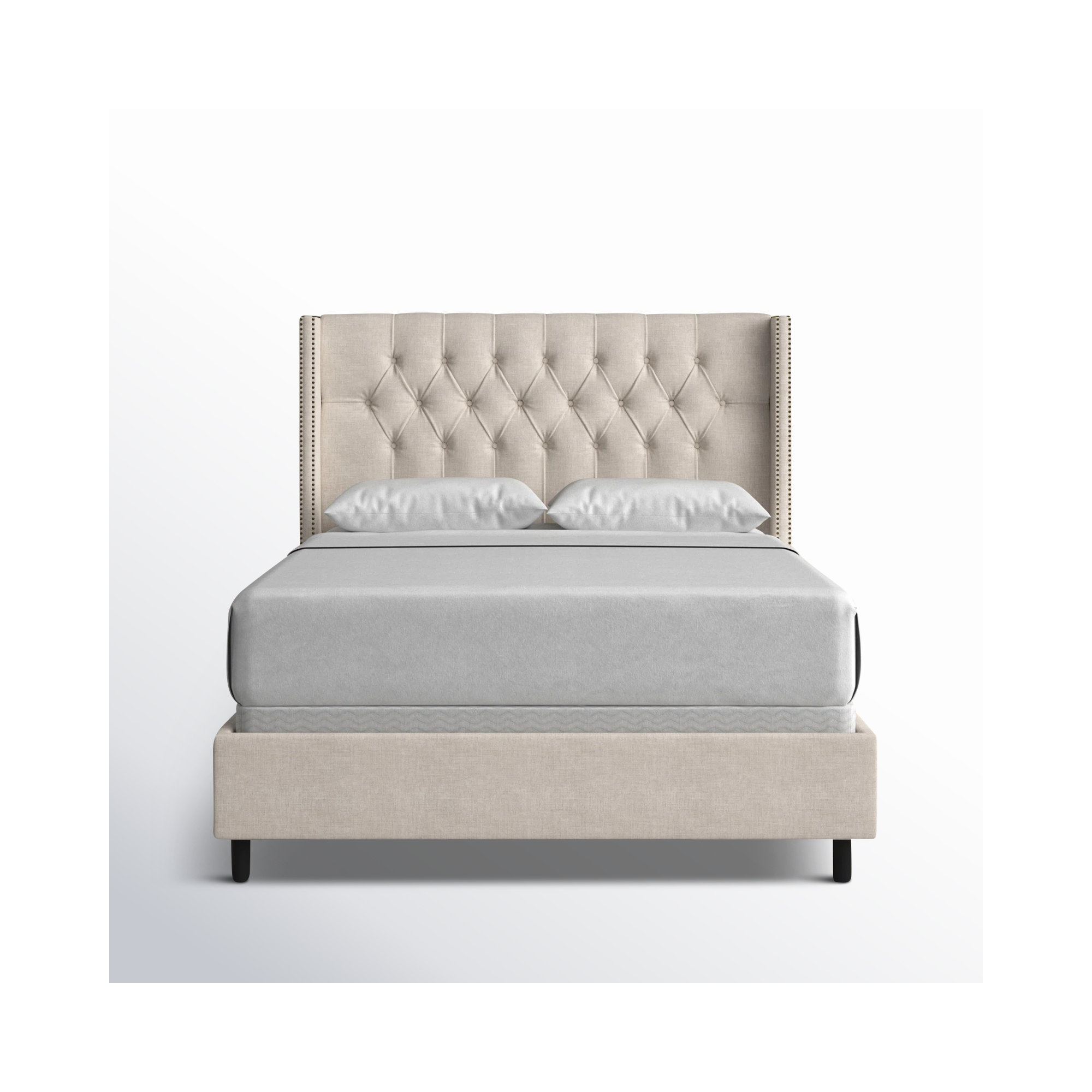 Breckin Upholstered Wingback Bed, Classic Ocean Velvet, Full