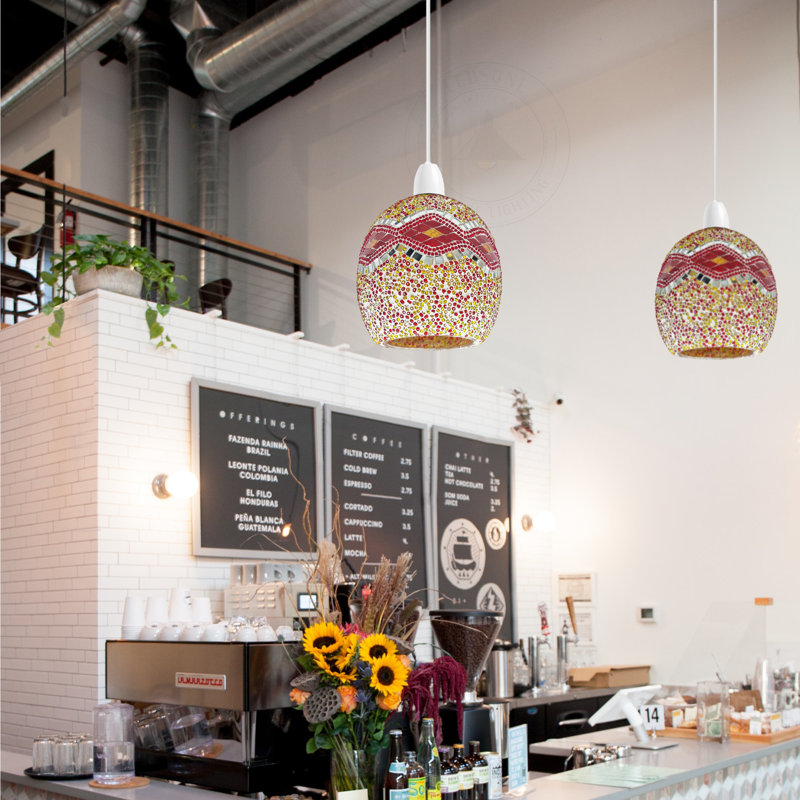 18cm H Glass Round Pendant Shade ( Screw On ) in Multicolour