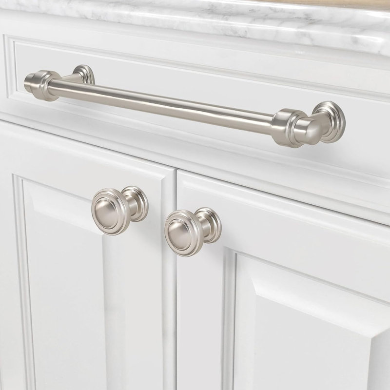 Paquet de 10 poignées d'armoire, poignées de tiroir en alliage de zinc massif, quincaillerie de cuisine et de commode moderne avec filetage profond