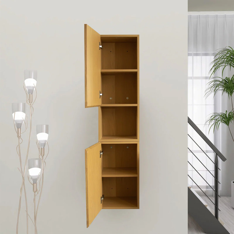 Grande armoire de salle de bain, armoire de rangement étroite avec portes et tablettes
