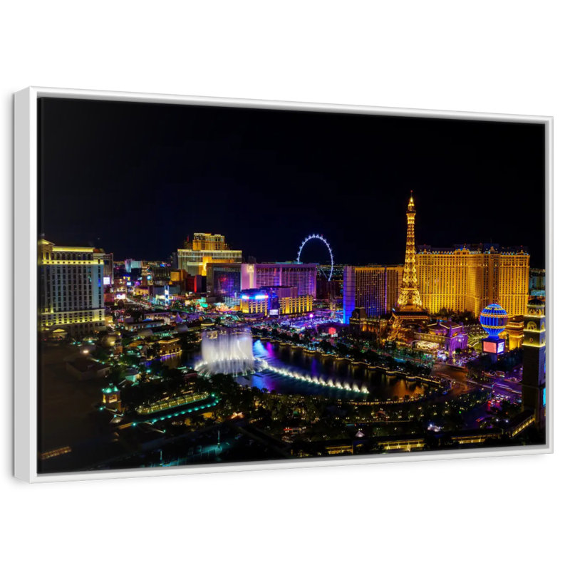 Las Vegas, Cadre flottant blanc, 37 po x 25 po