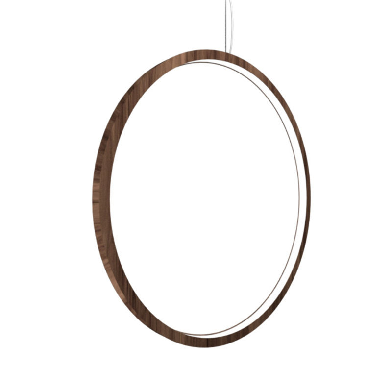 Luminaire suspendu avec cadre 1297 DEL, H 35,1 po x l 35,1 po x P 1,17 po, Noyer américain