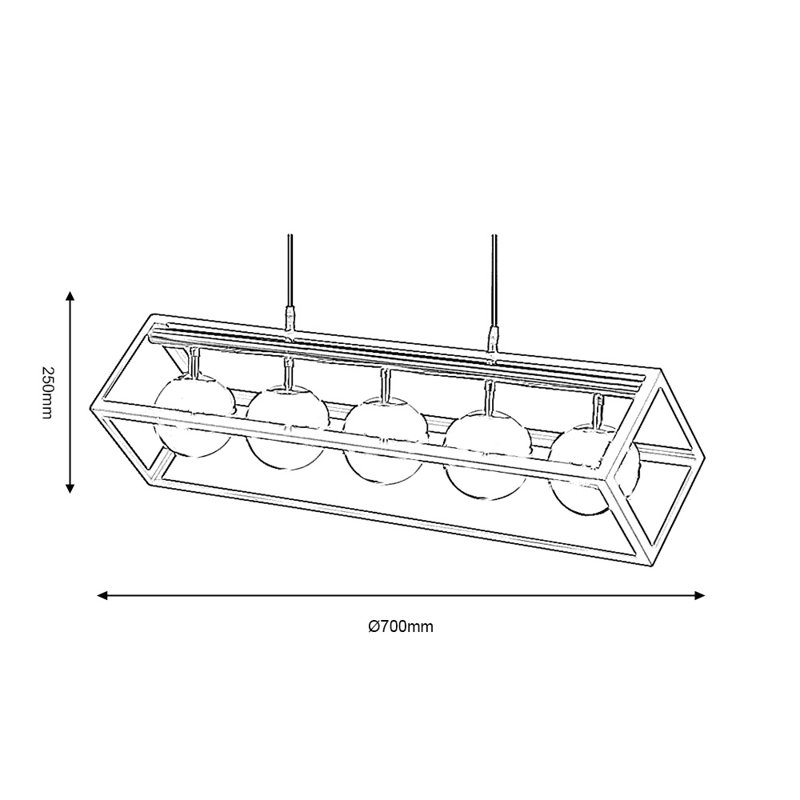 Artie 5 - Light Black Square/Rectangle Pendant