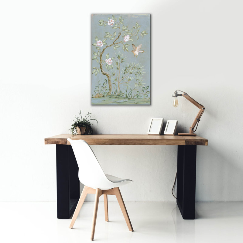 «Spring Mural 2 Blue» par Julia Purinton, art mural sur toile, H 40 po x l 26 po x P 1,5 po