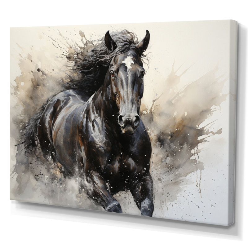 Gris gris majestueux pointillisme monochrome - impressions sur toile, H 12 po x l 20 po, Toile tendue, Sans cadre
