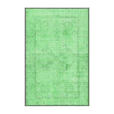 Tapis oriental vert en laine / polyester 8 pi x 12 pi Oriental Machine