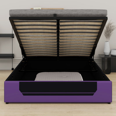 Cadre de lit Esports Cyberpunk Gaming, lit plateforme de rangement hydraulique sous le lit pour adolescents
