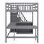 Structure de lit mezzanine en bois pleine grandeur avec bureau en forme de L intégré et 3 tablettes de rangement et escalier de rangement attaché pour les enfants, aucun sommier nécessaire-1946459648