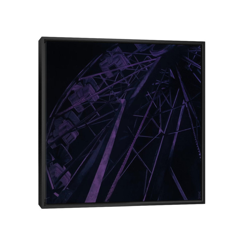 « fun forest night », impression sur toile tendue, H 18 po x l 18 po x P 1,5 po, Toile avec cadre noir, Pas de tapis
