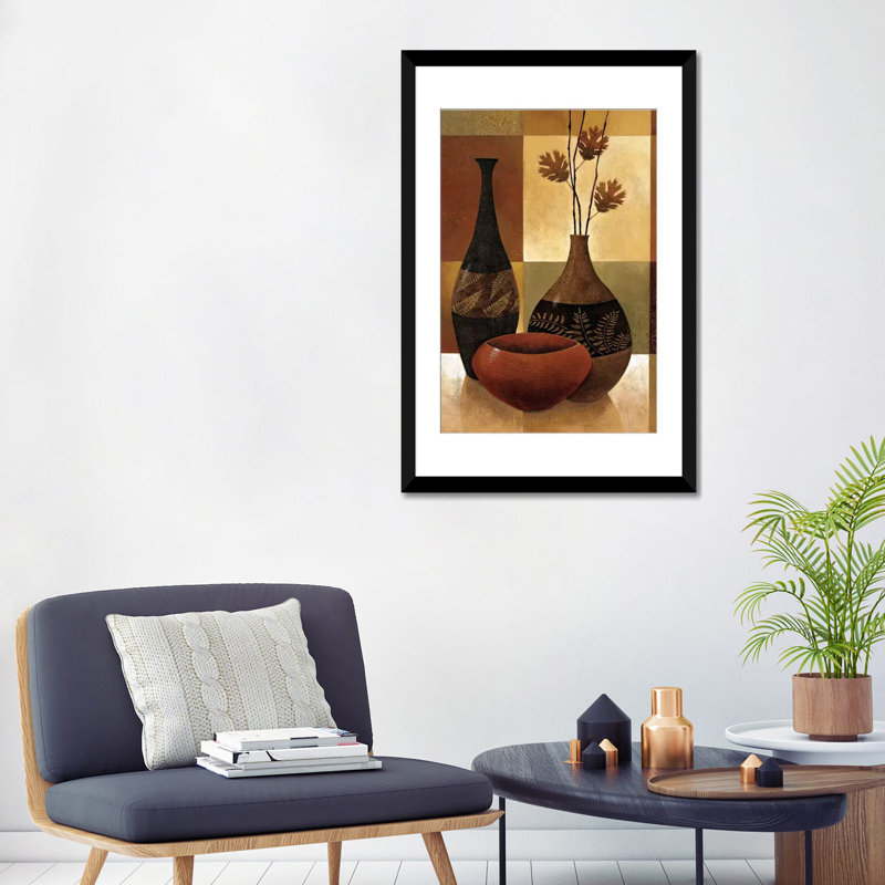 «Natures Patchwork II», impression sur toile, H 24 po x l 16 po x P 1 po, Papier avec cadre noir, Blanc