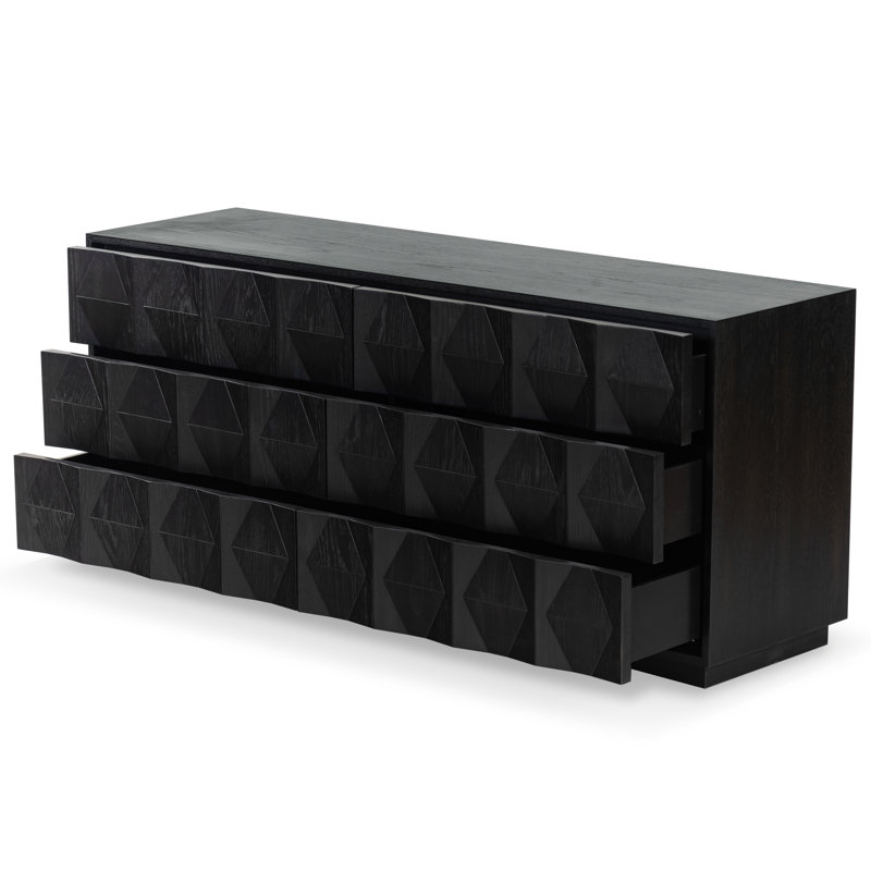 Riabelle Wood 6 Drawer Dresser, Black