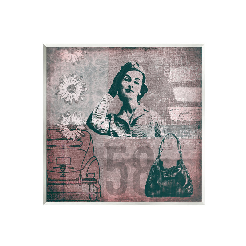 «Vintage Fashion Woman Collage» par Andrea Haase - impression, H 12 po x l 12 po x P 1,5 po, Unframed