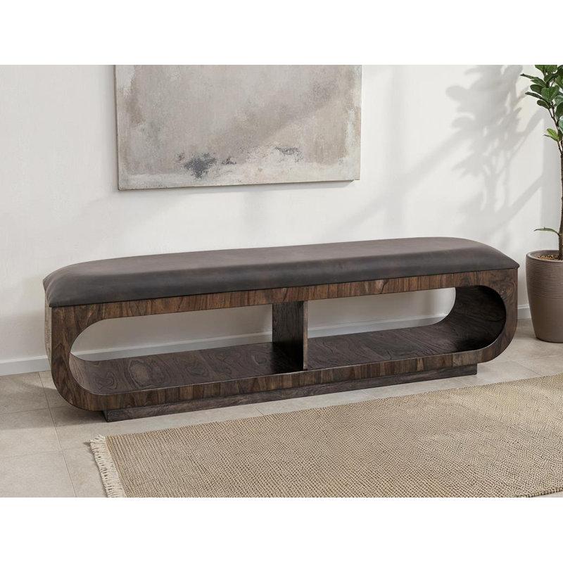 Banc rembourré avec deux tablettes ouvertes Balam, brun foncé Balam, Marron foncé, Marron foncé