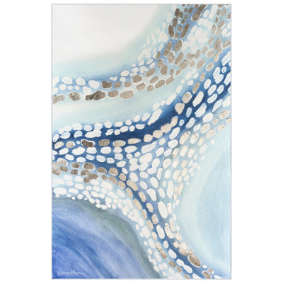 Tapis bleu lavable Teeming II, tissé à la machine, douceur céleste avec envers antidérapant