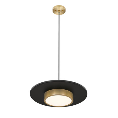 Fenoglio 20 inch Matte Black + Modern Gold 1 Light Pendant