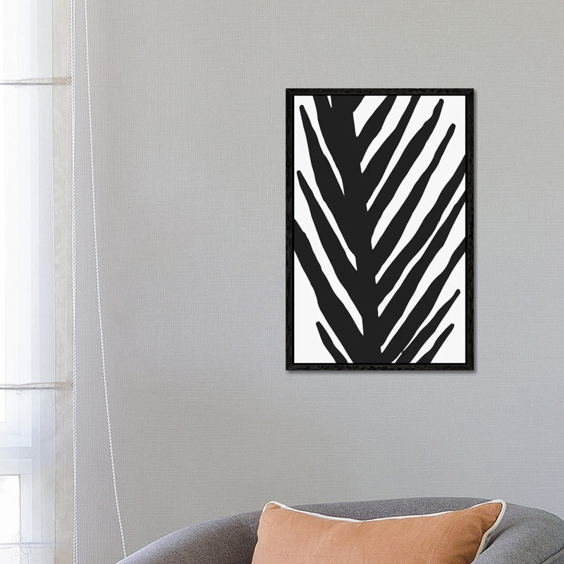 Abstract Minimal Palm by Modern Tropical - Print on Canvas, Black Framed, 101.6 cm H x 66.04 cm W