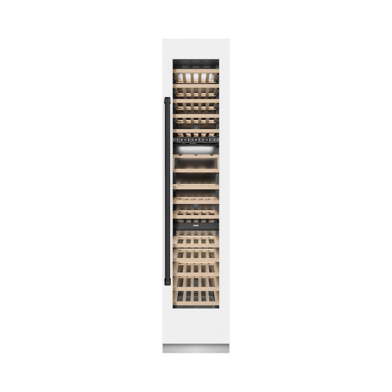 ZLINE Autograph 18 in. 9.0 cu. ft. Triple Zone 68 Bottle Hinge Column Wine Cooler in White Matte with Accents, Left Handed