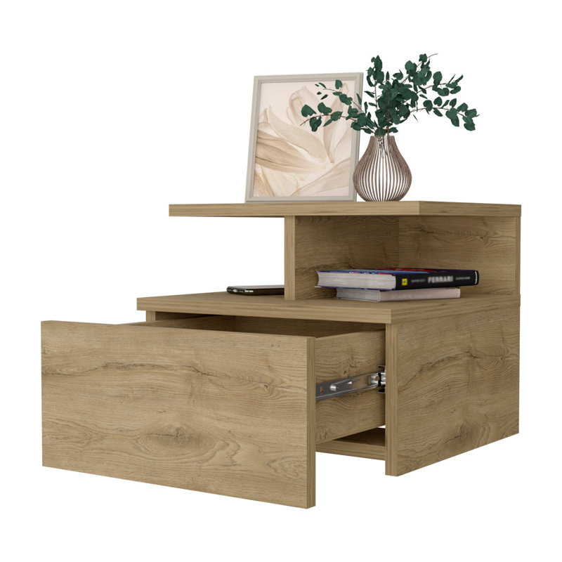 Floating Nightstand, One Drawer, Beige