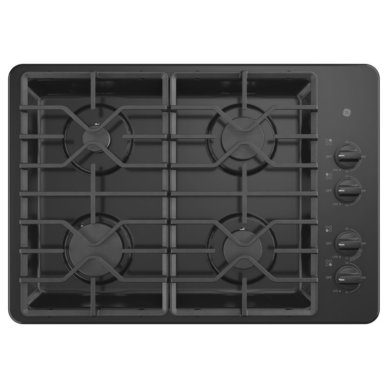 Built-in 30" Gas Cooktop with 4 Burners, Black