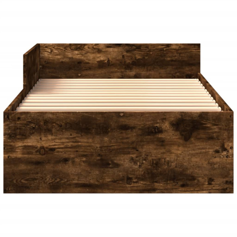 Bed Frame Without Mattress Engineered Wood, Single (3'), Smoked Oak