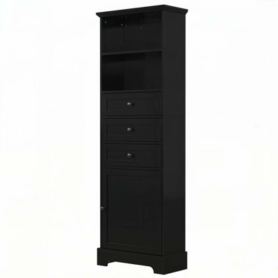 Storage Cabinet with 3 Drawers and Adjustable Shelves for Bathroom