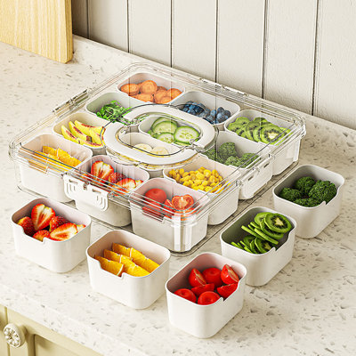 Plateau de service pour aliments avec poignée cachée 12 grilles grande capacité