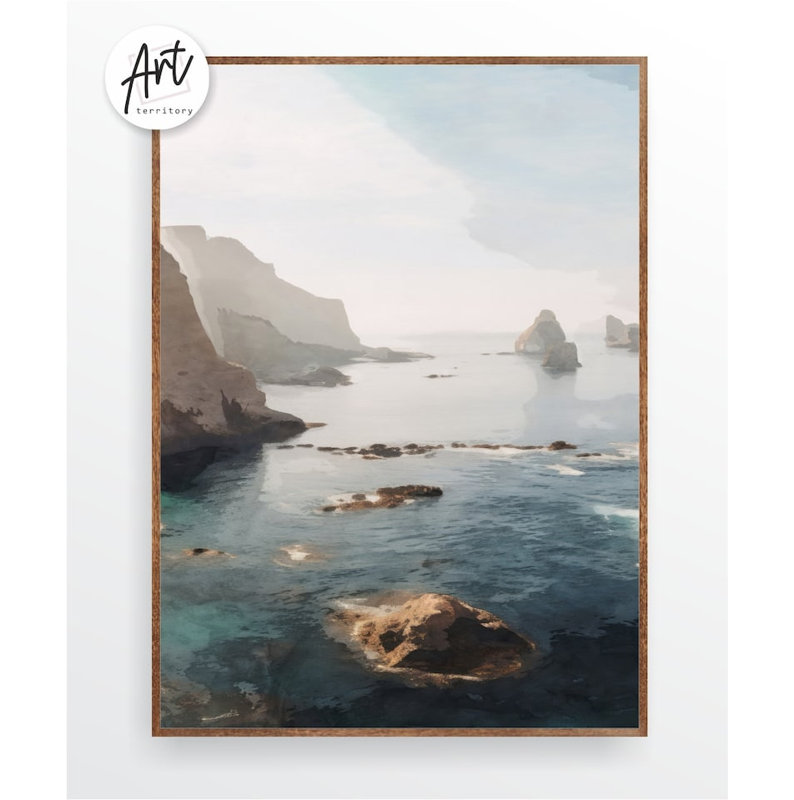 Channel Channel, parc national de la Californie, reproductions d'aquarelle, H 47 po x l 99 po x P 1,5 po, Toile tendue