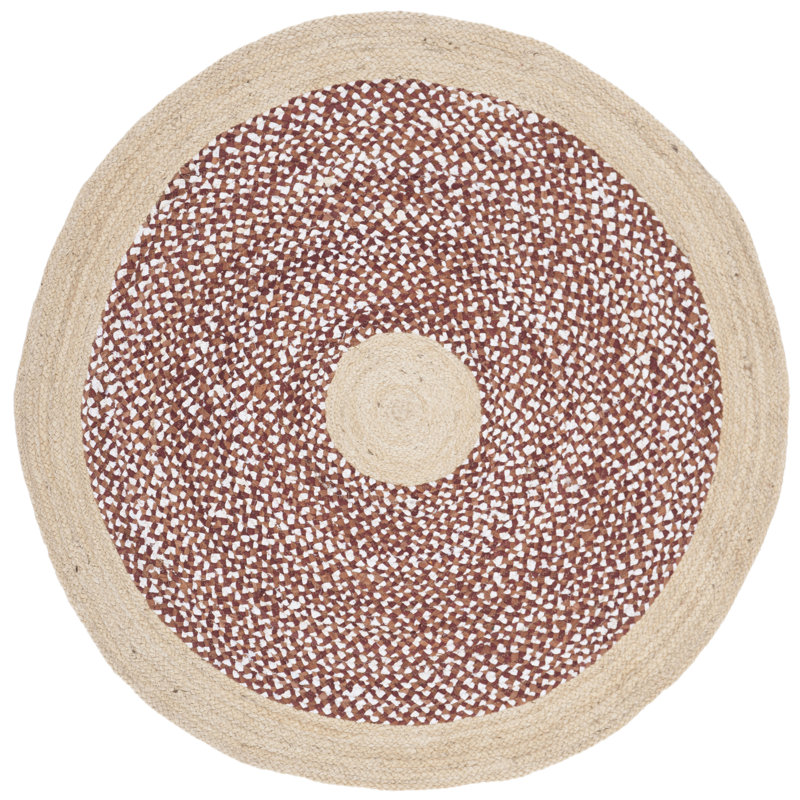 Tapis en jute de coton tissé à la main Abhay, Rond 6 pi