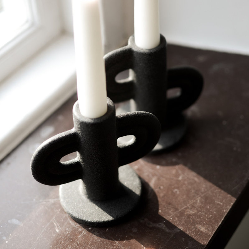4.33'' H Ceramic Tabletop Candlestick, Black