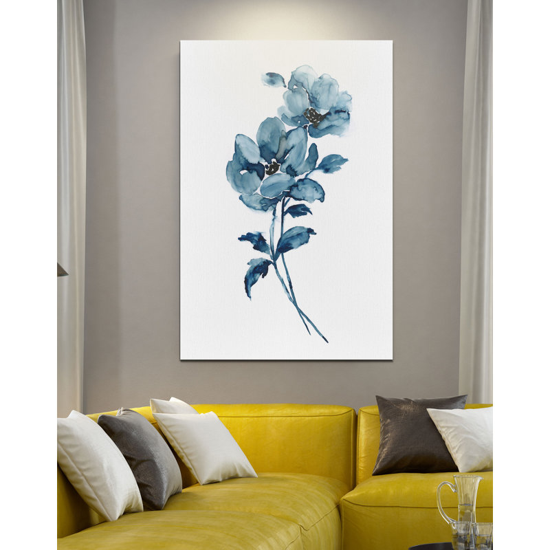 « blue botanique i », reproduction, H 24 po x l 20 po x P 1,5 po, Cadre argenté