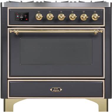 ILVE UPI304WMPBK Professional Plus II Series 30 Inch Glossy Black Electric  Freestanding Range