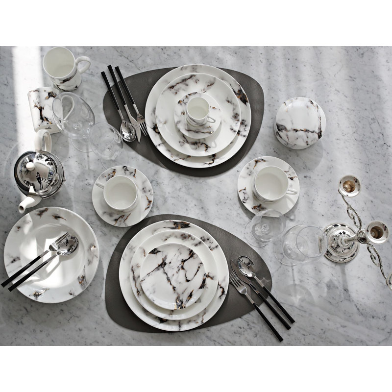 Marble Venice Fog Bone China Salad/Dessert Plate